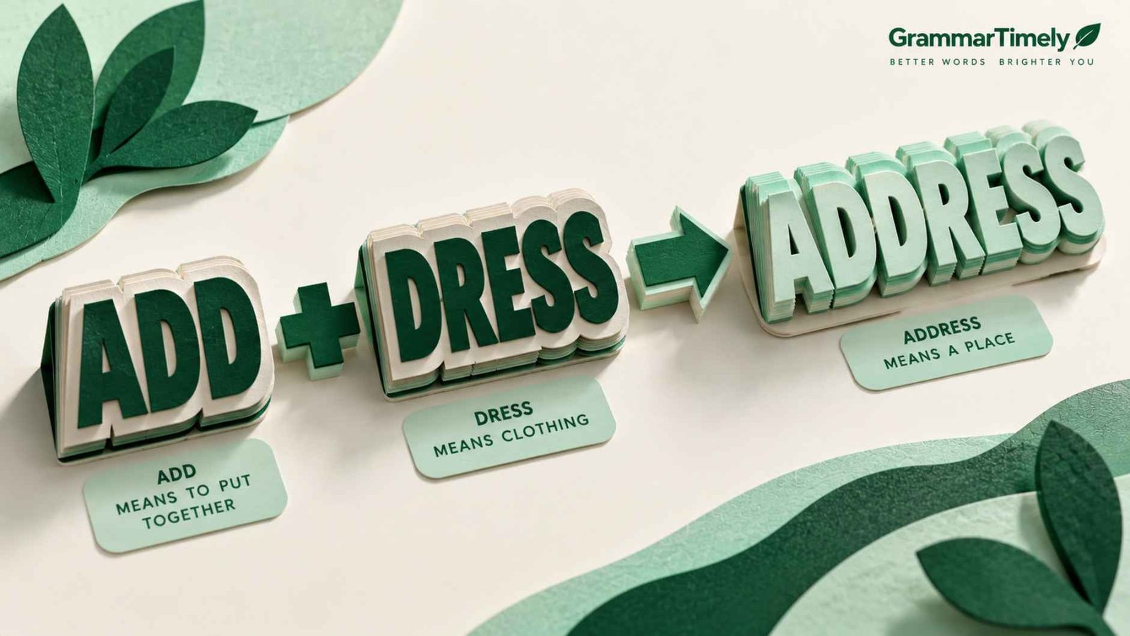 Building blocks spelling add and dress combining into address