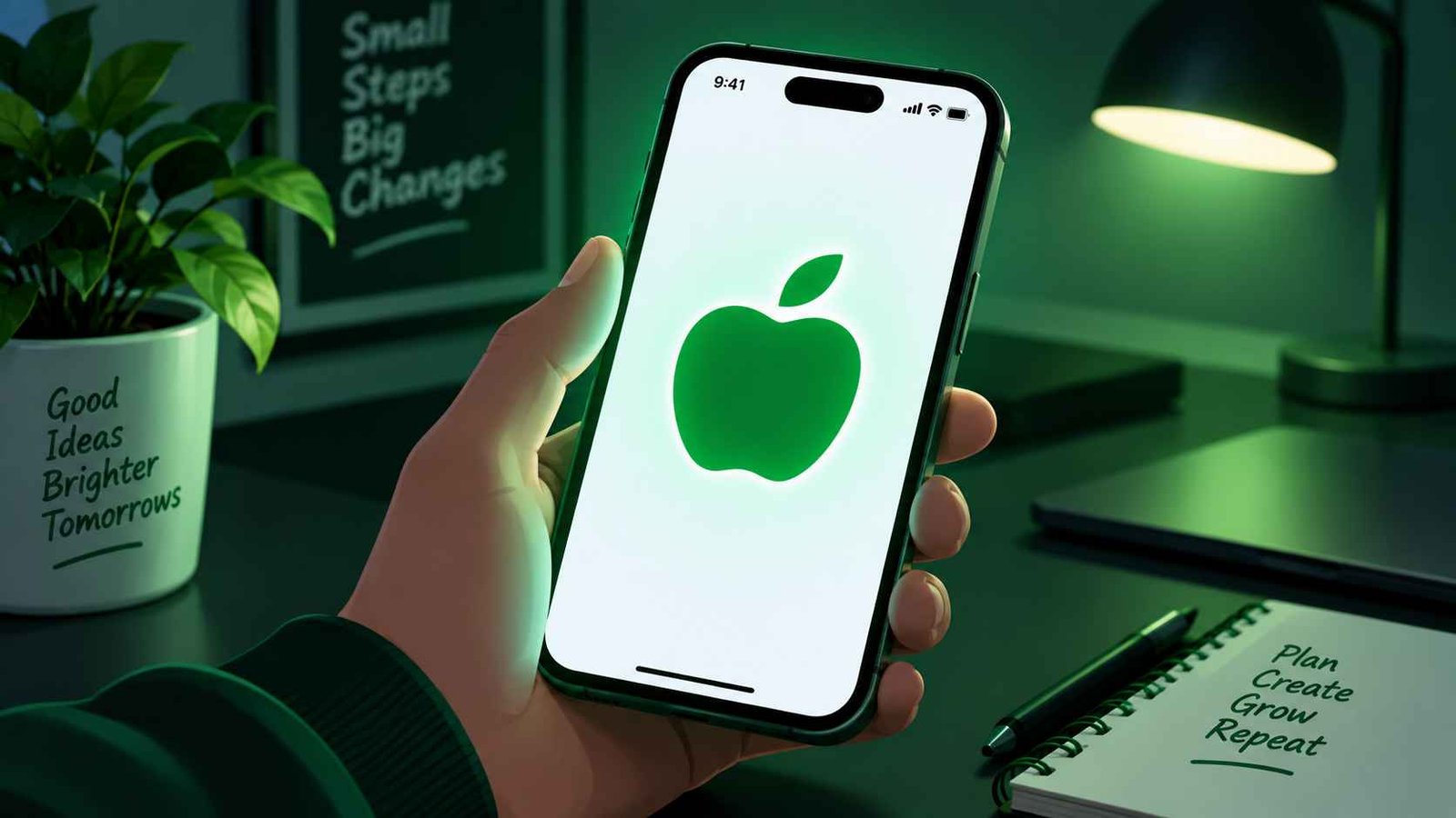 Apple logo emoji meaning shown on a glowing smartphone screen