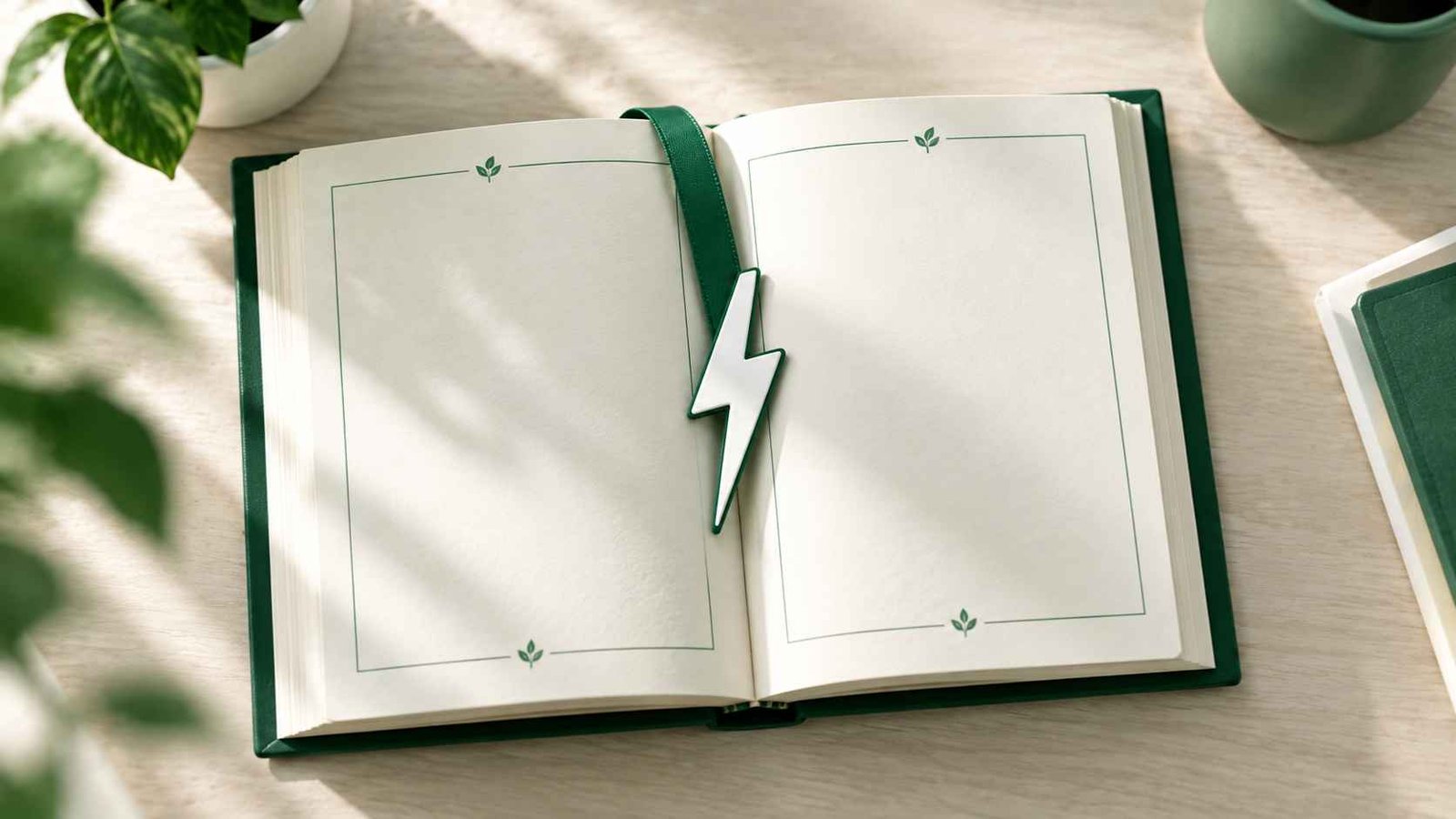 Open book with a small lightning bolt bookmark symbolizing the meaning of speed similes
