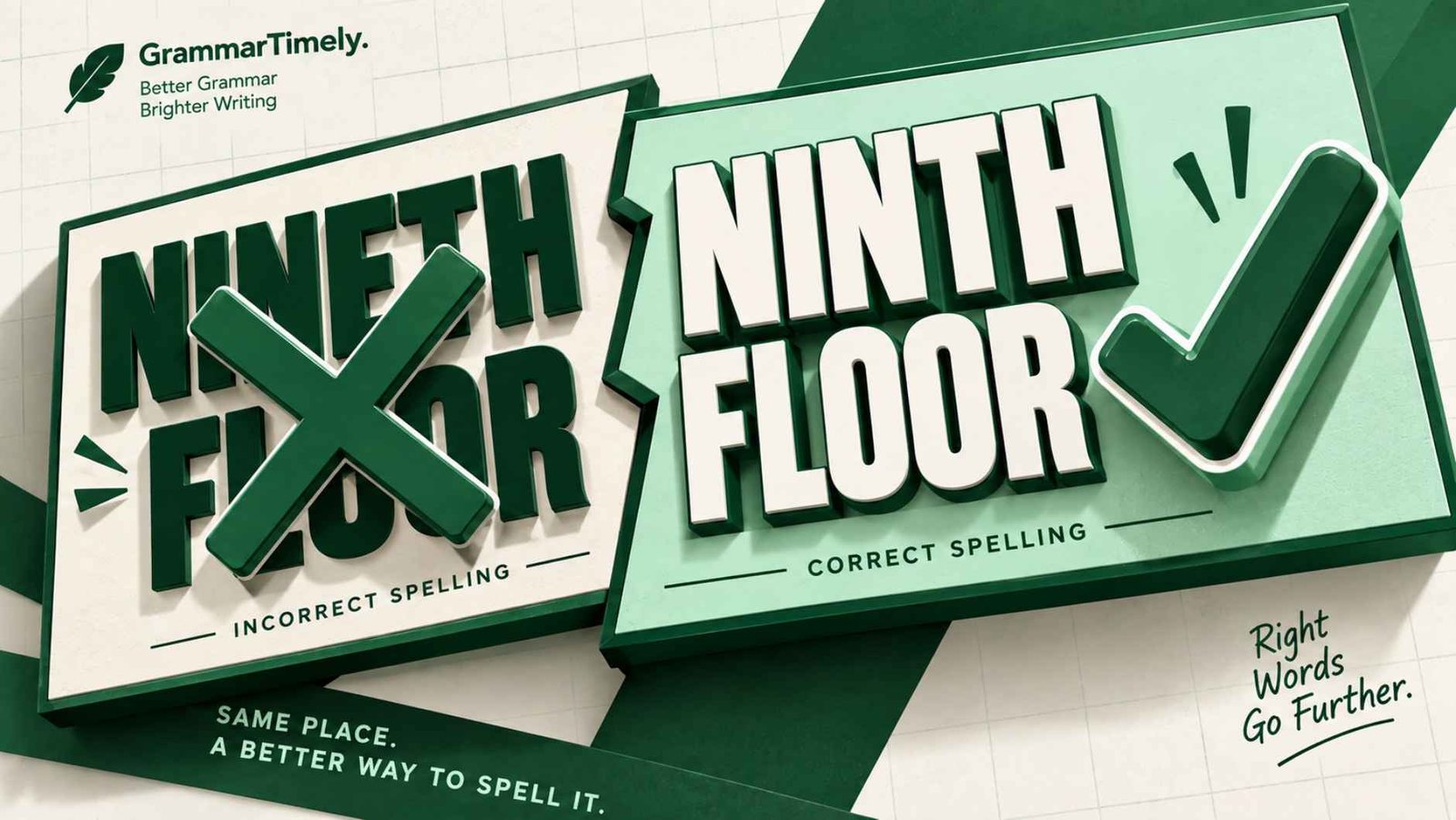 Bold poster comparing a crossed out NINETH FLOOR with a checked NINTH FLOOR