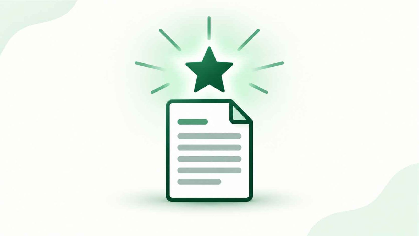Glowing star icon above a document representing something marked as significant or valuable