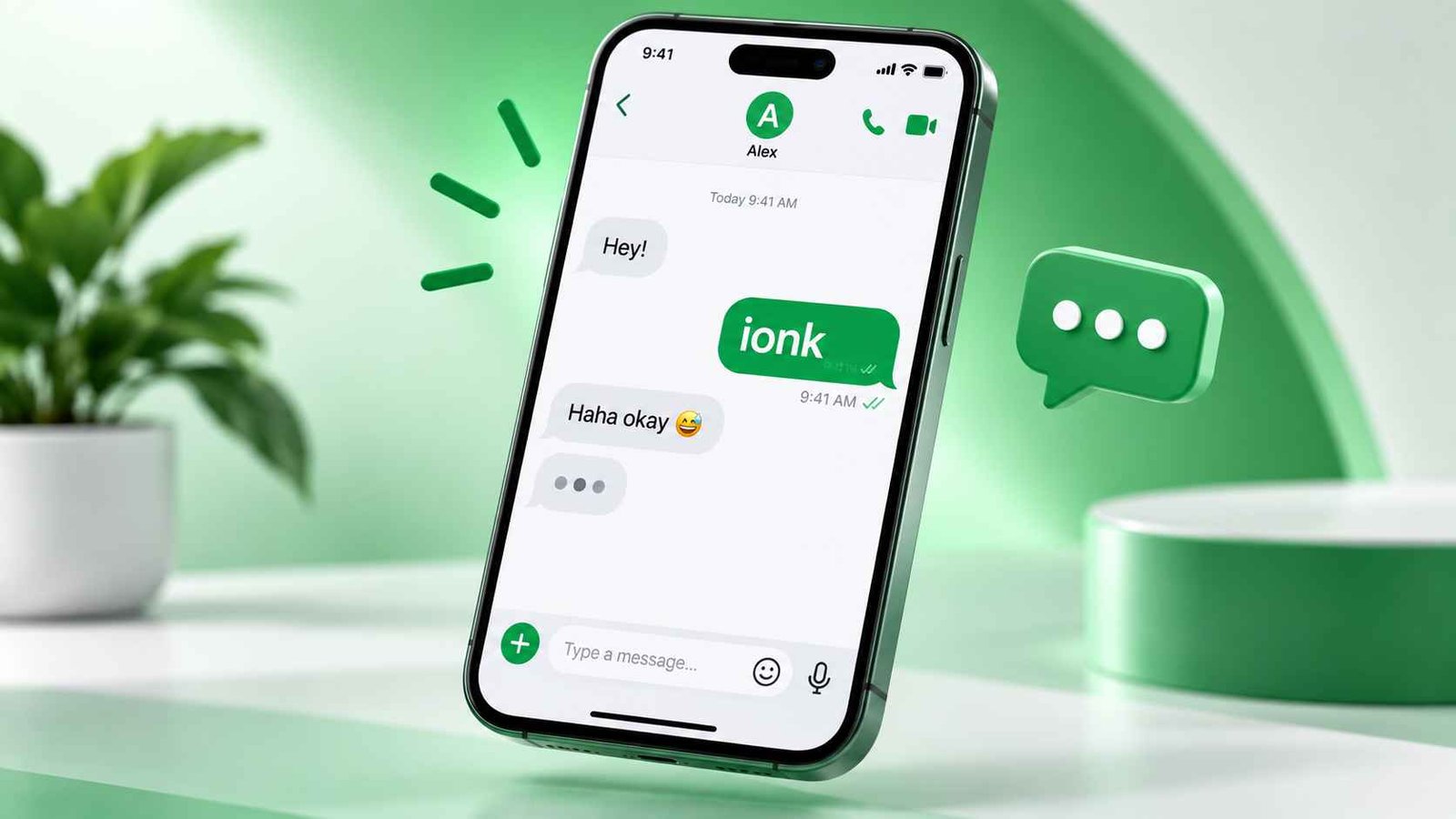 Ionk meaning in text shown on a smartphone chat screen