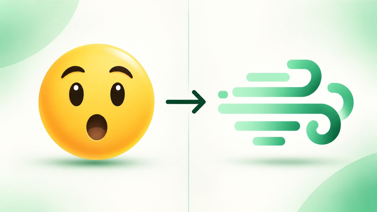 Two emoji faces connected by a wind symbol showing how the speed face emoji combo forms