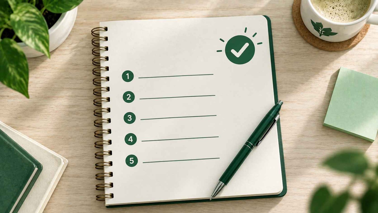Notebook page with a checkmark and blank line icons representing a simile practice quiz