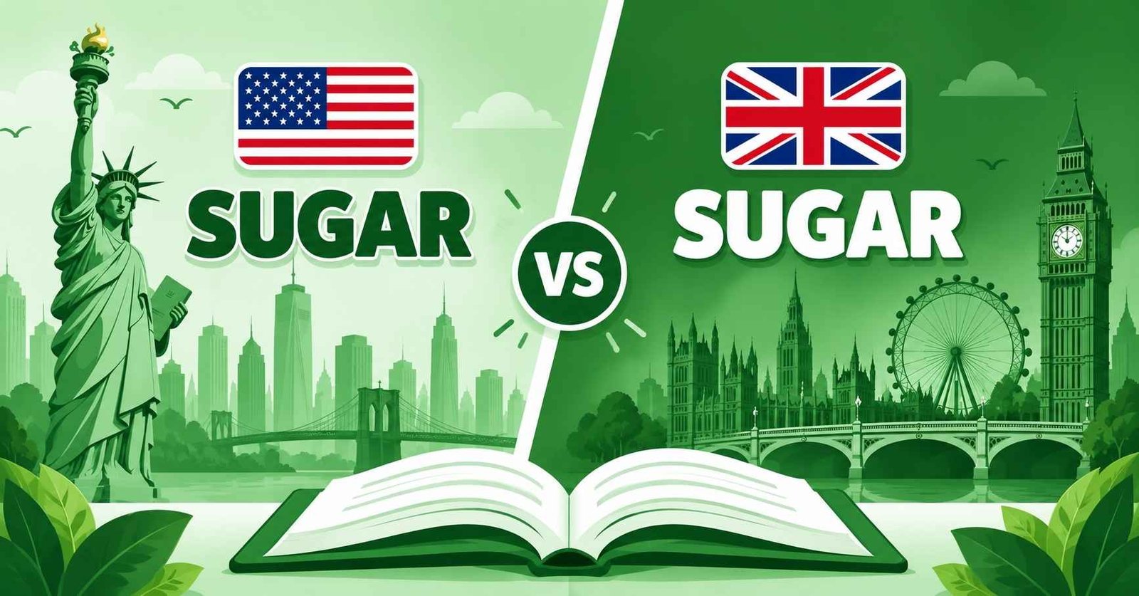 Suger vs sugar comparison graphic showing sugar as the correct spelling