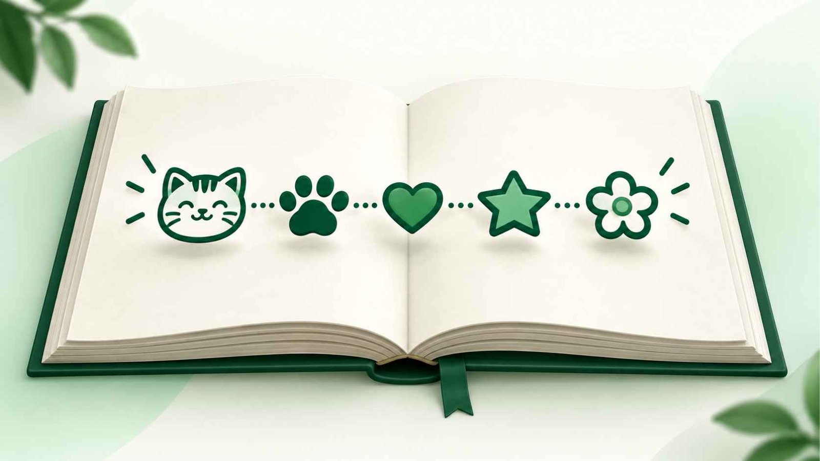 Emoji Cat Body  Row of cat face emojis paired with heart and star symbols forming a decorative emoji chain