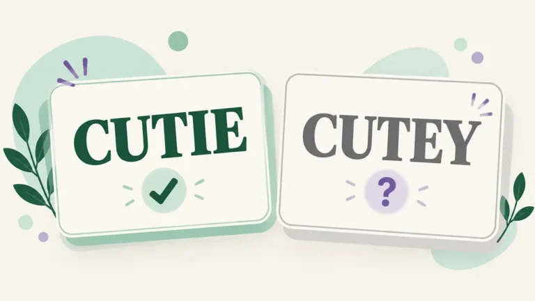 Cutey or cutie spelling comparison highlighting cutie as the standard form.