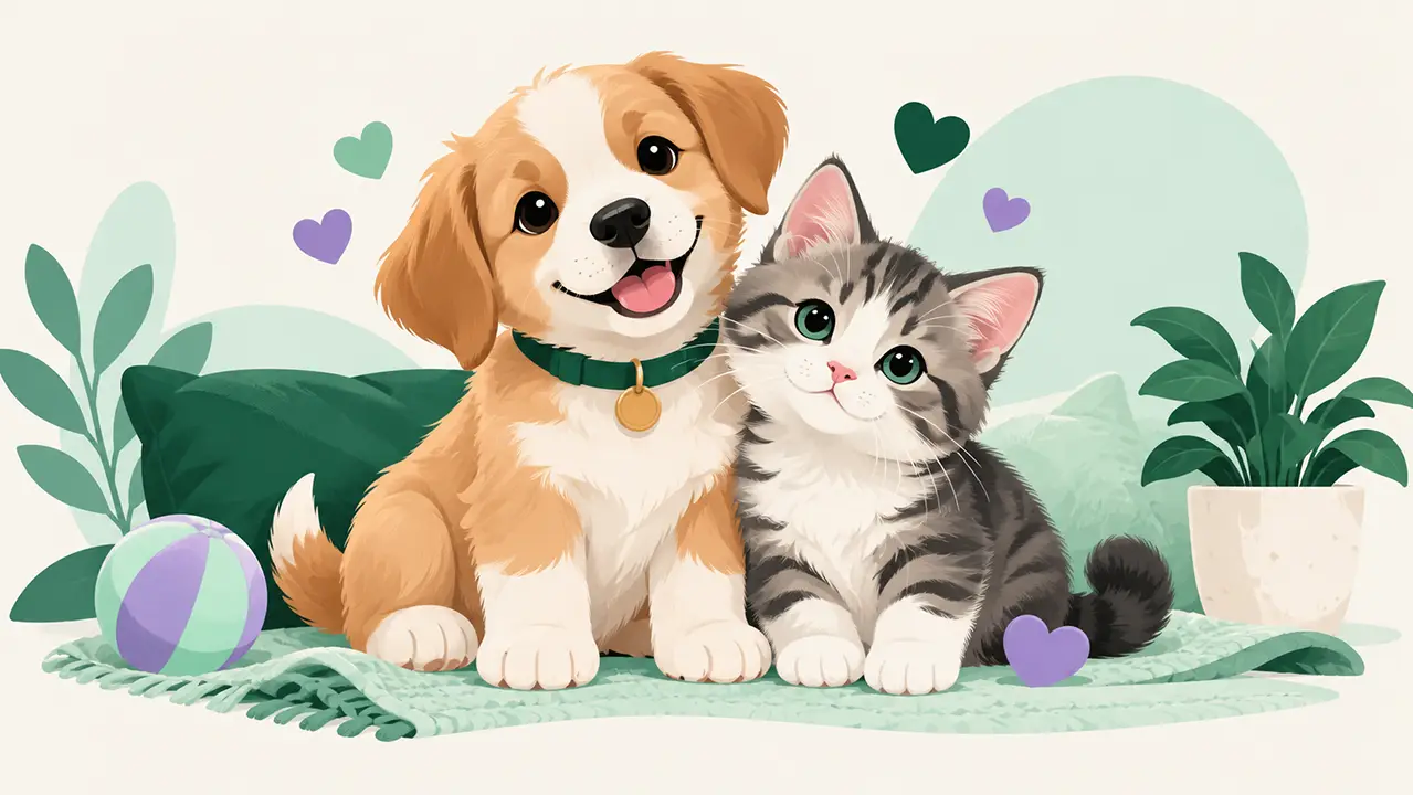 Puppy and kitten illustrating the affectionate meaning of cutie.