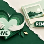 Editorial illustration contrasting a heart symbol with a layered memory note.