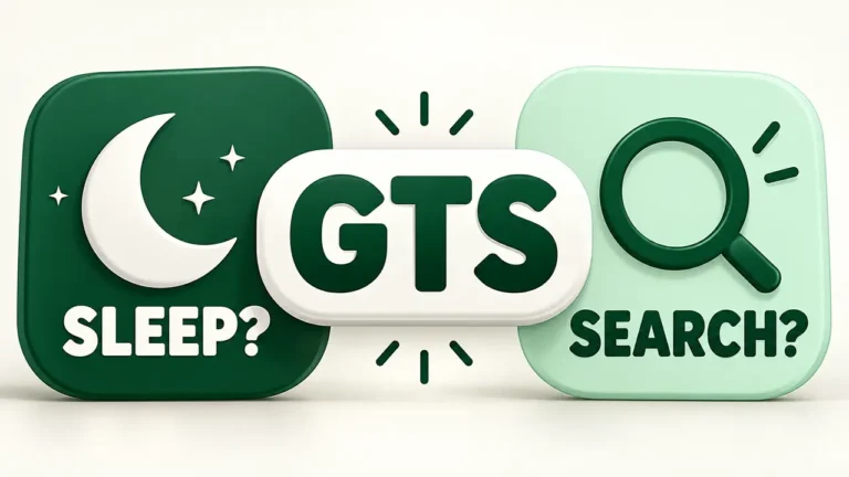 GTS full form in WhatsApp shown as a choice between sleep and search.