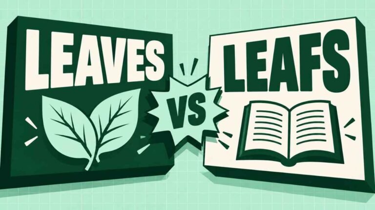 Leaves or Leafs Poster-style showdown between the words leaves and leafs separated by a VS burst