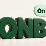 Three chunky green letter blocks spelling ONB with a mint speech bubble reading On Bro, showing onb meaning slang