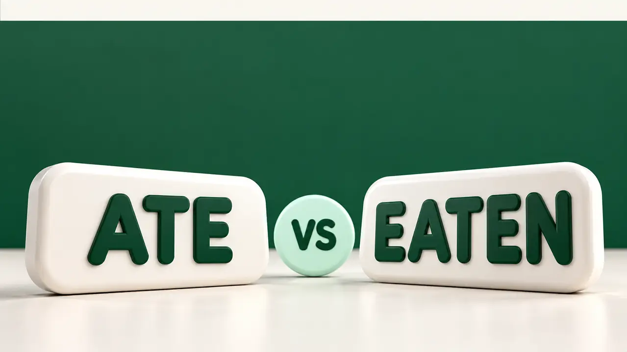 Two rounded word tiles facing each other in a versus layout on a forest green background