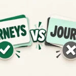 Versus graphic with a green check on the left word card and a gray cross on the right word card